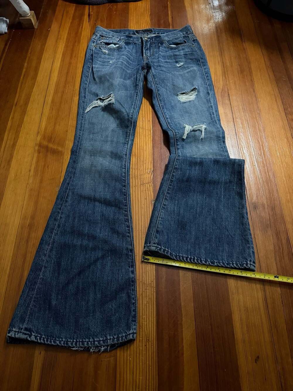 Work Custom Jeans Distressed Flare Leg Denim Flare Leg